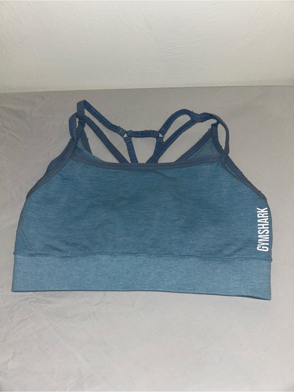 Gymshark Blue Marl Strappy Sports Bra Crop Top Women’s Size Small